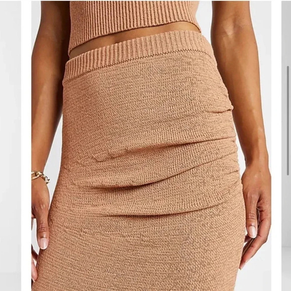 Express High Waisted Ruched Sweater Knit Skirt - Picture 3 of 8